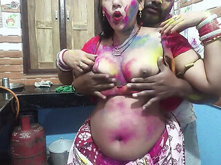 Bengali Bhabhi Sona Holi Sex - Neighbour Fucks Her Hard Doggy Style Creampie
