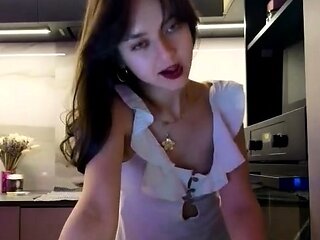 Small tit brunette amateur tugs on a big willie