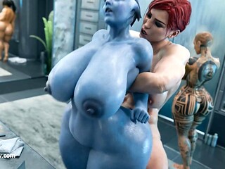 Futanari Blue Alien Dominates Men
