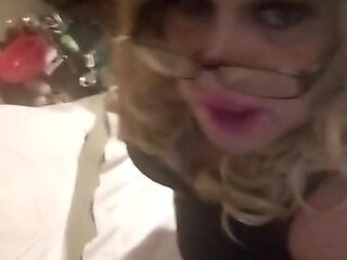 Beautiful, Hot, Sexy crossdresser Krissy Sweets in lingerie and high heels