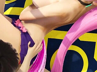 Sex 3D Animation Big Tits Girl with Pink Hair on Her Pussy - Massive Cumshot All Over Her Body