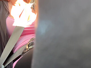 Italian Big Tits MILF Car Ride Flashing Horny Hard Nipples While Driving