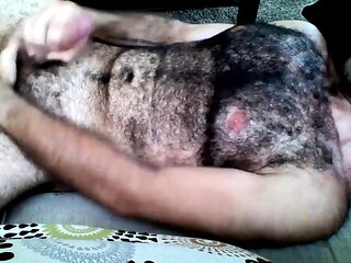 Hairy Horny Daddy Strokes His Big Cock