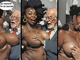 Ebony Mistress Dominates Rich Old Cuckold - Hot Cartoon Sex Animation