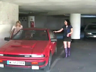 Pissing on a parking lot