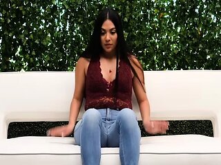 Cute amateur brunette naughty in solo jerking show on camera