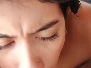 Cum on Hair After Rough Blowjob