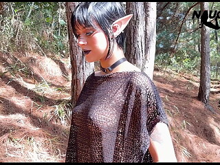 Beautiful elf masturbating in the forest