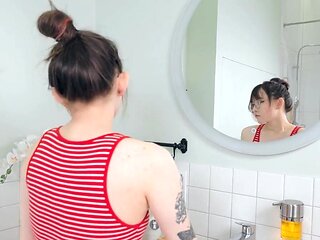 Shower passion session featuring a horny girl who cums