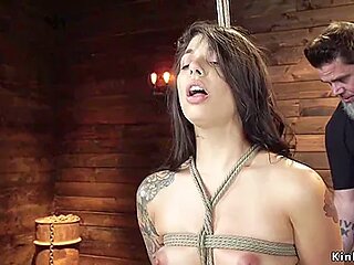 Tied To Bamboo In Suspension Babe Toyed