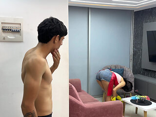 Finally I was left alone with the maid I ended up giving her a hard fuck by her tight ass.