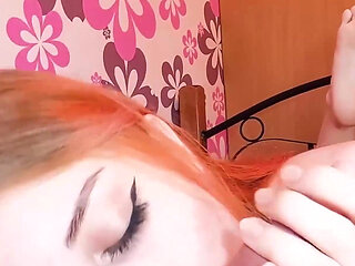 Redhead babe gives morning blowjob