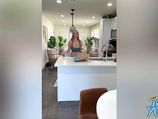 Delivery Guys Gets Lucky and Fucks Huge Titty Blonde Customer - Angel Youngs -