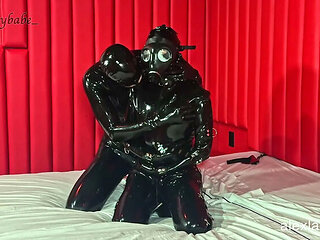 Latex Slave Alex Fingered & Dominated by Gloomy Babe in Rubber Catsuit - Hardcore BDSM HD