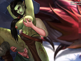 Big Boobs Giant Orc Woman Dirty Outdoor Sex And Pussy Creampie - Cartoon Animated Porn Game - What A Legend! - #25
