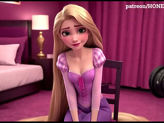 Shy Rapunzel in Sex Casting! Innocent Princess Does First Blowjob, Deepthroat &amp_ Handjob Tangled 3D cartoon animation