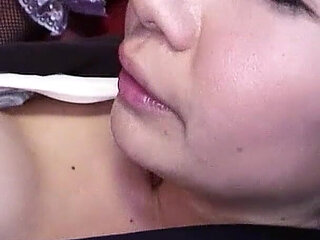 Skinny Japan teen with hairy pussy helped to masturbate and banged