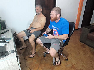carmona and her stepfather playing video games naked