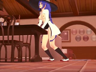 Roxy Rubbing on the Corner of the Table - Mushoku Tensei Hentai