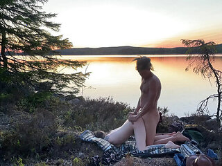 Blonde Petite Swedish Girl Sessa Skye Outdoor Blowjob & Doggy Style Sex By Water