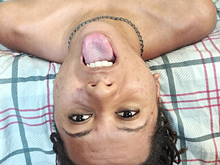 Submissive Throat Training with a Huge Dildo