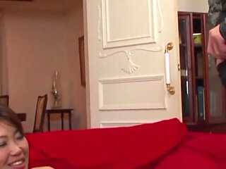 Her Cute Shaved Pussy Looks Wet and Ready to Get Creamed in This Thresome