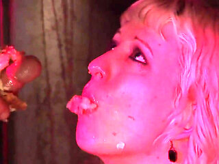 Blonde slave fucked hard in a cage