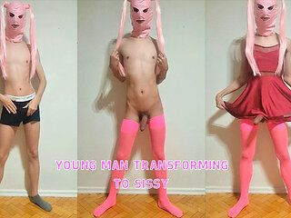 Young Man Transforming to Sissy