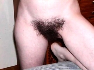 Bushy Girl's Pussy - Close-Up View