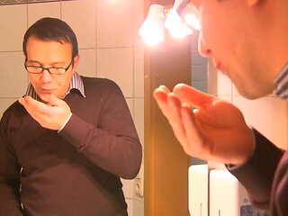 Hot blonde with huge tits masturbates infront of guy with big dick and fucks