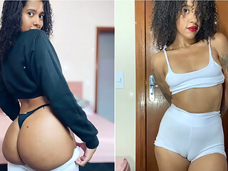 Punheta Guiada! Latina 116cm de bunda Provando cal&ccedil_as de academia, rebolando twerking