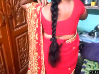 Desi Bhabi Changing Her Red Shari .