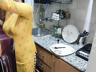 Horny Indian Step Mom Fucked in Kitchen - Hindi Desi Bhabhi Sex