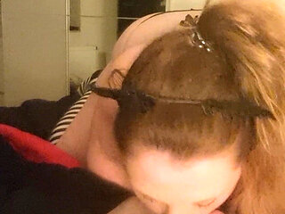 Sexymary as a Cute and Rough Cat Is Blowing a Long Cock Until Great Cumshot