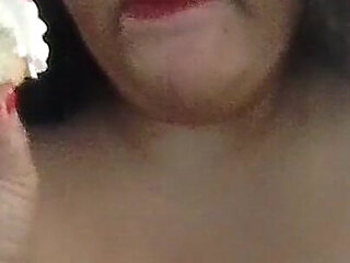 Fat Slut Eating Cupcake Topless!