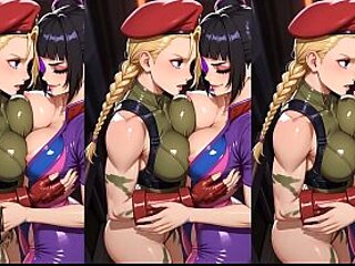 Sensual battle between Cammy White and Juri Han