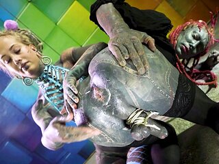 Heavily tattooed trans Lily Lu gets anal fisted