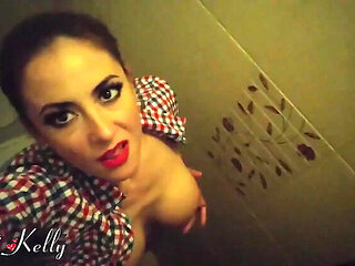 Wet Kelly Hot MILF POV Masturbation in Toilet Club - Big Tits Solo Action