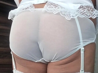 Modeling My Sexy Bridal Lingerie with Small Clitoris