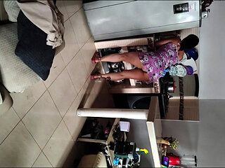 Colombian gets fucked by her stepson with big cock in the kitchen