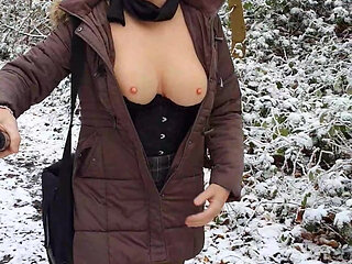 Big tits in the snow