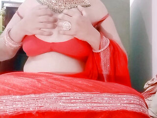 Indian Gay Crossdresser Real XXX Sex in Red Saree Hard Fuck