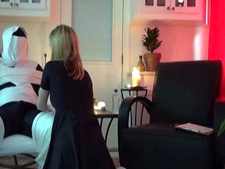 Amateur blonde gives great handjob