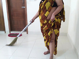 Pakistani Stepmom Fucked While Sweeping the House