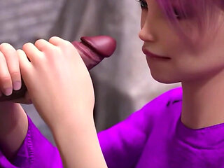 Pink Hair Skinny Teen with Hot Small Tits Outdoor Handjob & Blowjob - Taboo University(steam Game) - Part 21