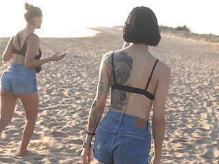 Join the girls for a sizzling game of Strip Volleyball