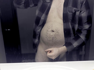 Hiding in the Bathroom - HOT Male Masturbation & HUGE Cumshot