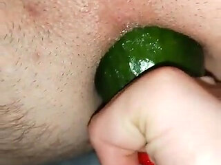 Cucumber Ass Fucking by My Wife