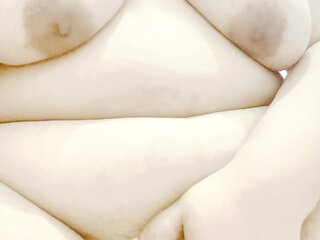 Leafy girl shows off her beautiful body and big breasts masturbating