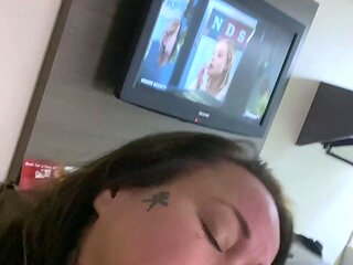 Busty brunette with big boobs rides cock